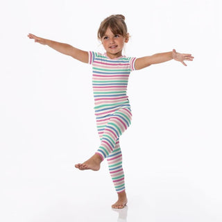 Girl's Print Bamboo Short Sleeve Pajama Set - Skip To My Lou Stripe Baby & Toddler Sleepwear