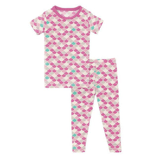 KicKee Pants Girl's Print Bamboo Short Sleeve Pajama Set - Tulip Scales  | Stylish Sleepies offer designs that make bedtime beautiful.