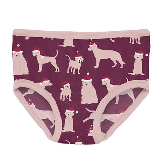 Girl's Print Bamboo Underwear - Melody Santa Dogs Toddler Underwear