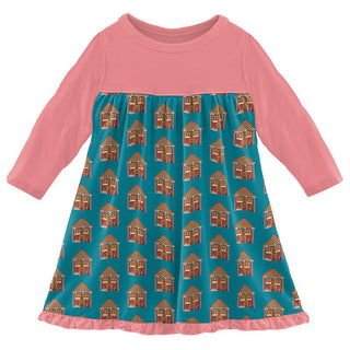 Girl's Print Bamboo Classic Long Sleeve Swing Dress - Bay Gingerbread Baby & Toddler Dresses