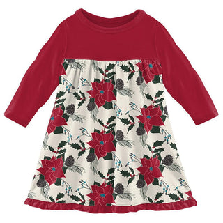 Girl's Print Bamboo Classic Long Sleeve Swing Dress - Christmas Floral Baby & Toddler Dresses