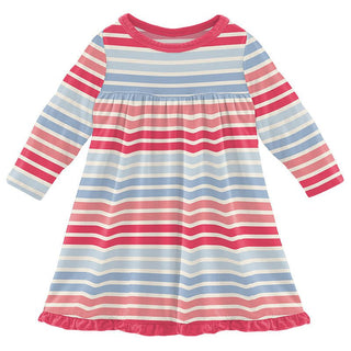 Girl's Print Bamboo Classic Long Sleeve Swing Dress - Cotton Candy Stripe Baby & Toddler Dresses