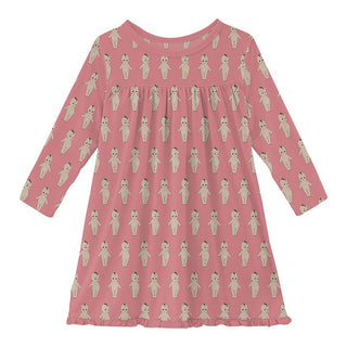 KicKee Pants Girls Print Classic Long Sleeve Swing Dress - Desert Rose Baby Doll