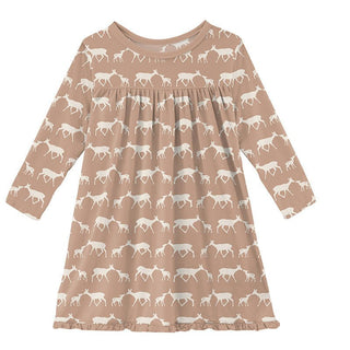 KicKee Pants Girls Print Classic Long Sleeve Swing Dress - Doe and Fawn 15ANV