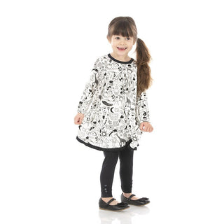 Girl's Print Bamboo Classic Long Sleeve Swing Dress - Doodles Baby & Toddler Dresses