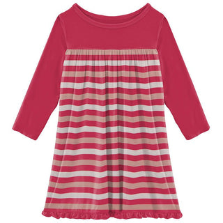 Girl's Print Bamboo Classic Long Sleeve Swing Dress - Hopscotch Stripe Baby & Toddler Dresses