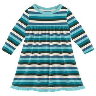 Girl's Print Bamboo Classic Long Sleeve Swing Dress - Ice Multi Stripe Baby & Toddler Dresses