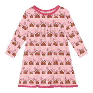 Girl's Print Bamboo Classic Long Sleeve Swing Dress - Lotus Gingerbread (WCA22) Baby & Toddler Dresses