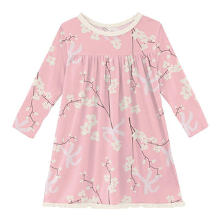 Girl's Print Bamboo Classic Long Sleeve Swing Dress - Lotus Orchid (15ANV) Baby & Toddler Dresses