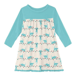 Girl's Print Bamboo Classic Long Sleeve Swing Dress - Natural Tangled Kittens (WCA22) Baby & Toddler Dresses