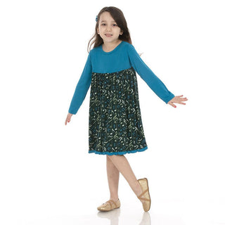 Girl's Print Bamboo Classic Long Sleeve Swing Dress - Pine Music Class Baby & Toddler Dresses