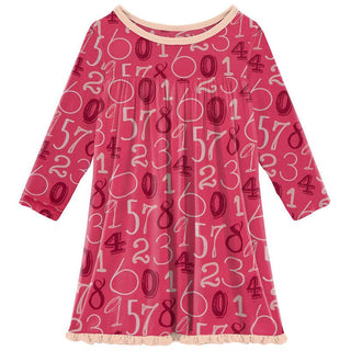 Girl's Print Bamboo Classic Long Sleeve Swing Dress - Taffy Math Baby & Toddler Dresses