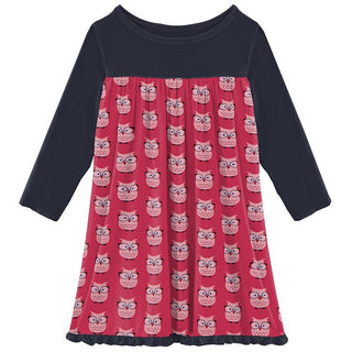 Girl's Print Bamboo Classic Long Sleeve Swing Dress - Taffy Wise Owls Baby & Toddler Dresses