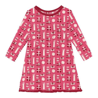 KicKee Pants Girls Print Classic Long Sleeve Swing Dress - Winter Rose Presents WCA22