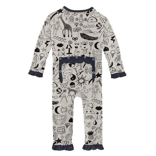 Girl's Print Bamboo Classic Ruffle Coverall with Snaps - Doodles Baby & Toddler Sleepwear