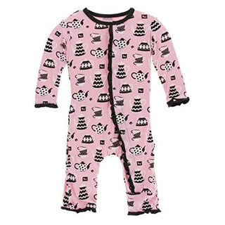 Girl's Print Bamboo Classic Ruffle Coverall with Snaps - Teatime KicKee Pants