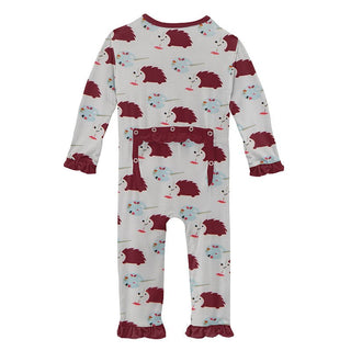 Girl's Print Bamboo Classic Ruffle Coverall with Zipper - Natural Art Class KicKee Pants