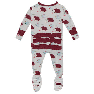 Girl's Print Bamboo Classic Ruffle Footie with Snaps - Natural Art Class Baby & Toddler Sleepwear