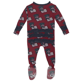 Girl's Print Bamboo Classic Ruffle Footie with Snaps - Wild Strawberry Dog Ate My Homework Baby & Toddler Sleepwear