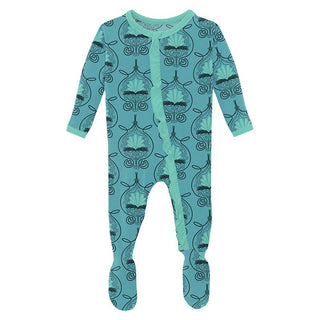 Girl's Print Bamboo Classic Ruffle Footie with Zipper - Art Nouveau Floral Baby & Toddler Sleepwear