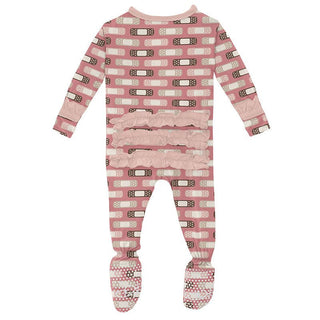 Girl's Print Bamboo Classic Ruffle Footie with Zipper - Desert Rose Boo Boos Baby & Toddler Sleepwear