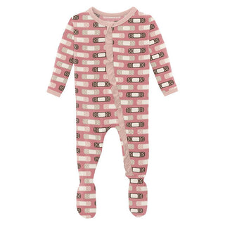 Girl's Print Bamboo Classic Ruffle Footie with Zipper - Desert Rose Boo Boos Baby & Toddler Sleepwear