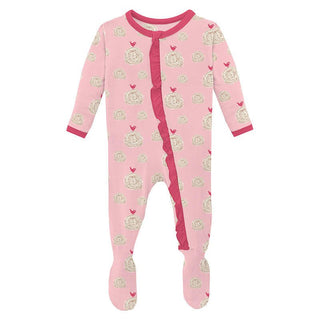 Girl's Print Bamboo Classic Ruffle Footie with Zipper - Lotus Hay Bales (15ANV) Baby & Toddler Sleepwear