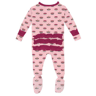 Girl's Print Bamboo Classic Ruffle Footie with Zipper - Lotus Pies (15ANV) Baby & Toddler Sleepwear