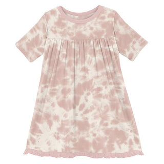 KicKee Pants Girl's Print Classic Short Sleeve Swing Dress - Baby Rose Tie Dye