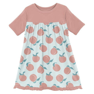 Girl's Print Bamboo Classic Short Sleeve Swing Dress - Fresh Air Peaches KicKee Pants