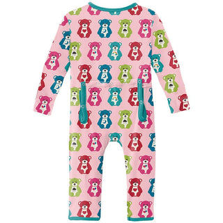 Girl's Print Bamboo Coverall with 2-Way Zipper - Lotus Happy Teddy Baby & Toddler Sleepwear