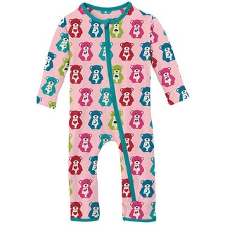 Girl's Print Bamboo Coverall with 2-Way Zipper - Lotus Happy Teddy Baby & Toddler Sleepwear