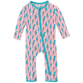 Girl's Print Bamboo Coverall with 2-Way Zipper - Lotus Lightning KicKee Pants