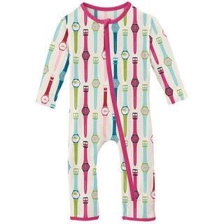 Girl's Print Bamboo Coverall with 2-Way Zipper - Natural Watches Baby & Toddler Sleepwear