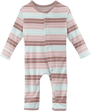 Girl's Print Bamboo Coverall with Snaps - Active Stripe KicKee Pants