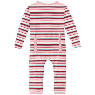 Girl's Print Bamboo Coverall with Zipper - Anniversary Bobsled Stripe (WCA22) Baby & Toddler Sleepwear