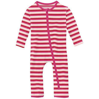 Girl's Print Bamboo Coverall with Zipper - Anniversary Candy Stripe Baby & Toddler Sleepwear