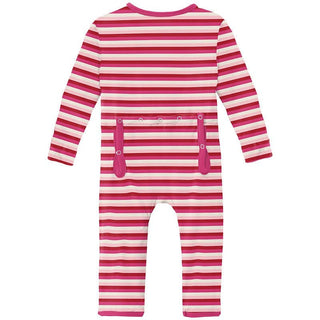 Girl's Print Bamboo Coverall with Zipper - Anniversary Candy Stripe Baby & Toddler Sleepwear