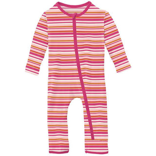 Girl's Print Bamboo Coverall with Zipper - Anniversary Sunset Stripe KicKee Pants