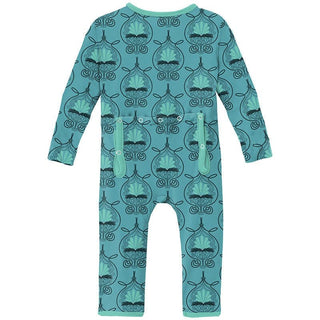 Girl's Print Bamboo Coverall with Zipper - Art Nouveau Floral KicKee Pants