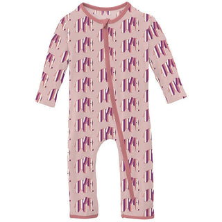 Girl's Print Bamboo Coverall with Zipper - Baby Rose Elephant Stripe Baby & Toddler Sleepwear