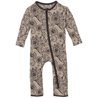 Girl's Print Bamboo Coverall with Zipper - Burlap Lace Baby & Toddler Sleepwear