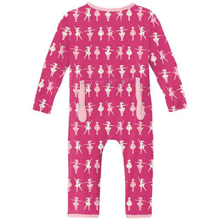 Girl's Print Bamboo Coverall with Zipper - Calypso Ballerina KicKee Pants