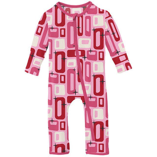 Girl's Print Bamboo Coverall with Zipper - Cotton Candy Mid Century Modern KicKee Pants