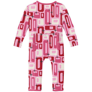 Girl's Print Bamboo Coverall with Zipper - Cotton Candy Mid Century Modern KicKee Pants