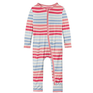 Girl's Print Bamboo Coverall with Zipper - Cotton Candy Stripe Baby & Toddler Sleepwear