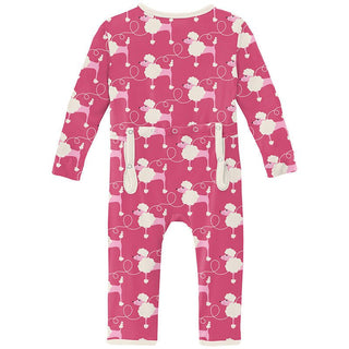 KicKee Pants Girl's Print Coverall with Zipper - Flamingo Poodles