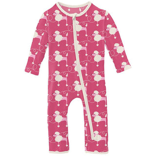 Girl's Print Bamboo Coverall with Zipper - Flamingo Poodles Baby & Toddler Sleepwear