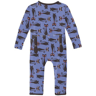 Girl's Print Bamboo Coverall with Zipper - Forget Me Not Cool Cats Baby & Toddler Sleepwear