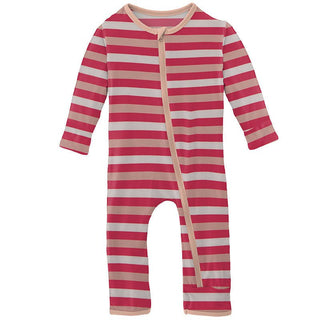 Girl's Print Bamboo Coverall with Zipper - Hopscotch Stripe KicKee Pants